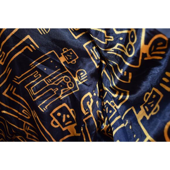 Desigual Gray Genuine Leather Jacket with Graphic Lining & Embroidery 46 (US 14) - Picture 3 of 5